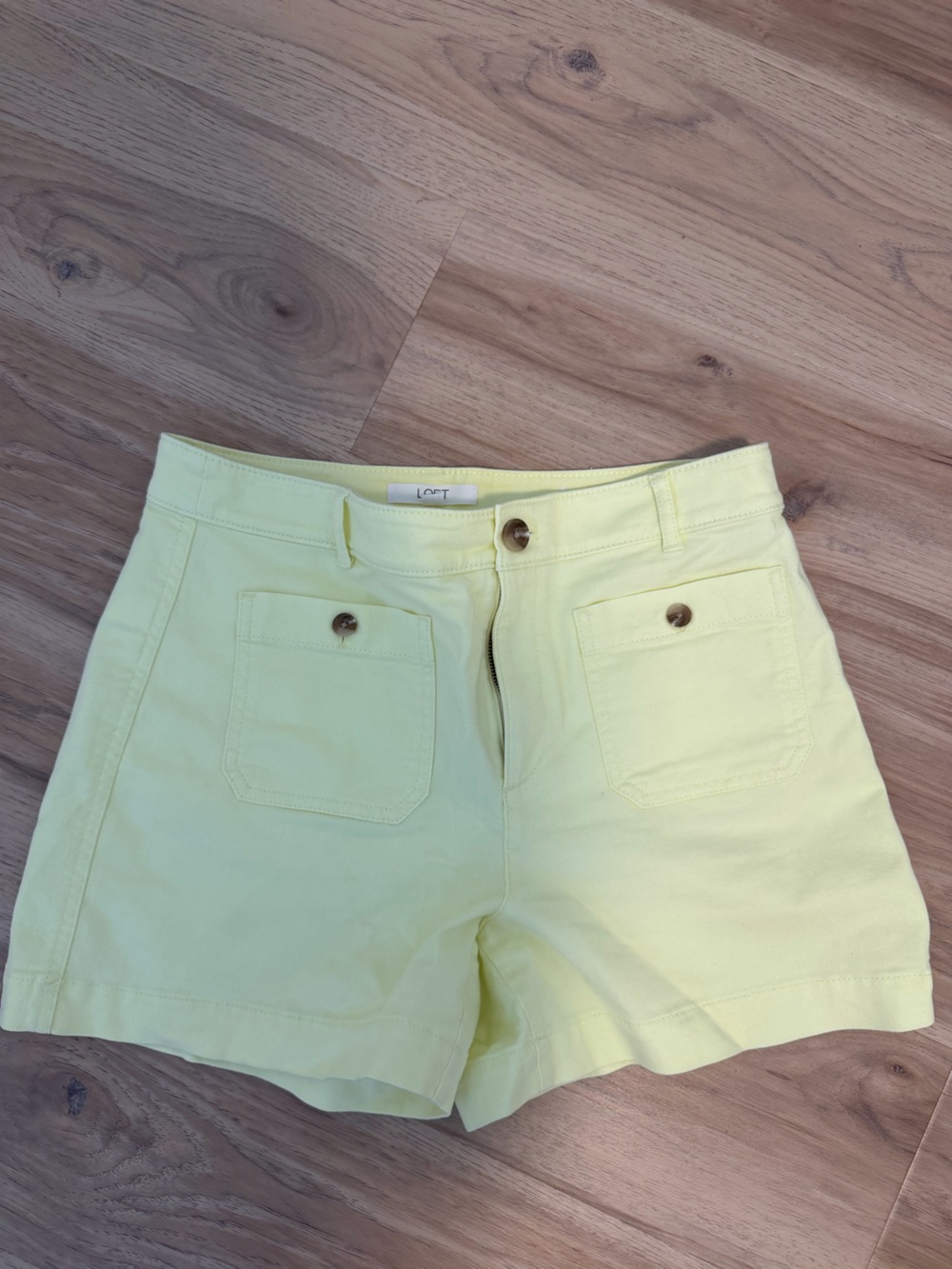 LOFT Lemon-Tint Cotton Bermuda Shorts